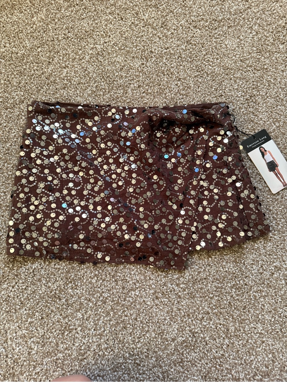 Brown Sequin Mini Skirt - Sparkle Party Skort